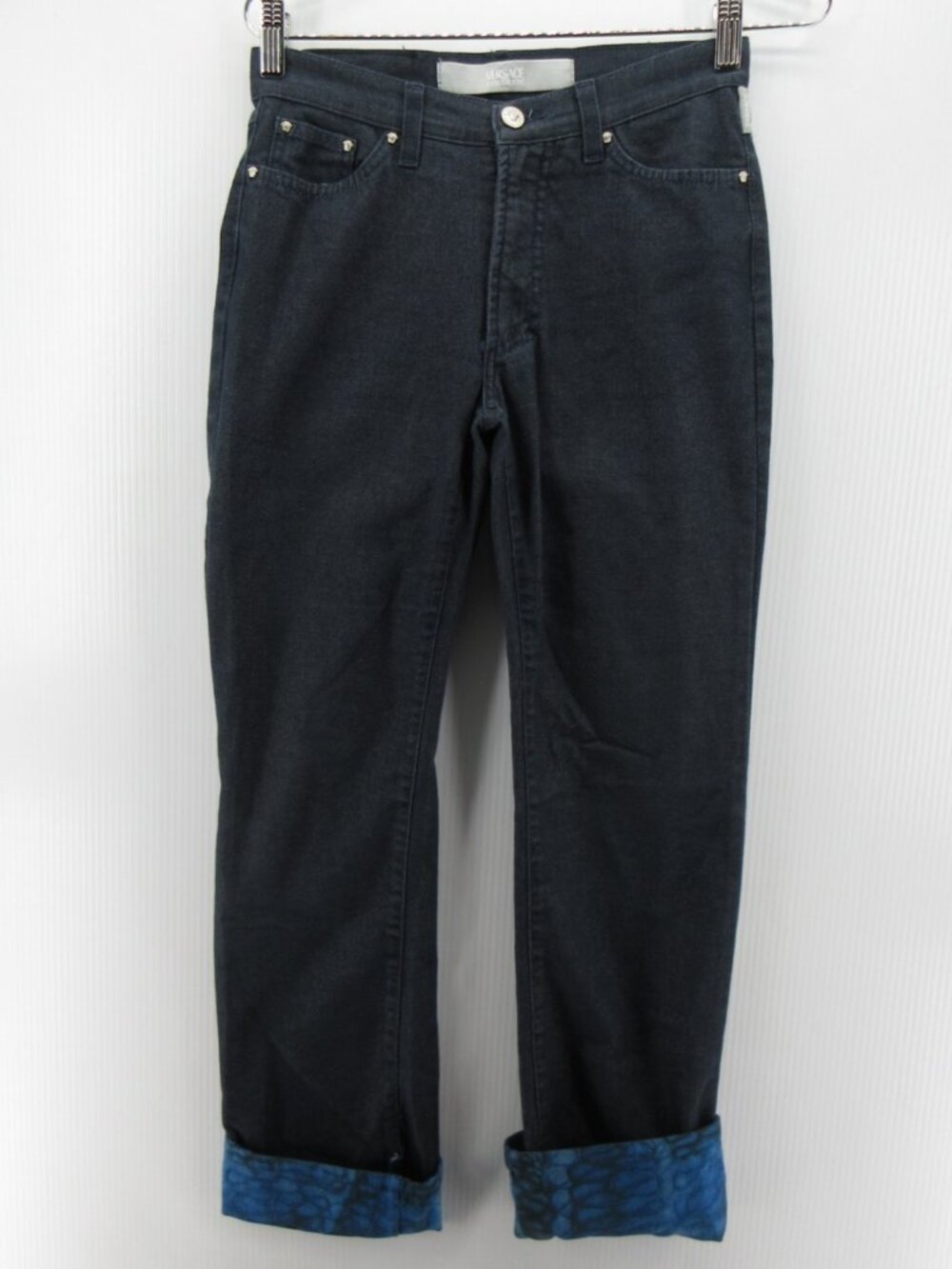 Versace Jeans Couture Jeans 26 Flip Cuff Denim Stretch Pants Italy